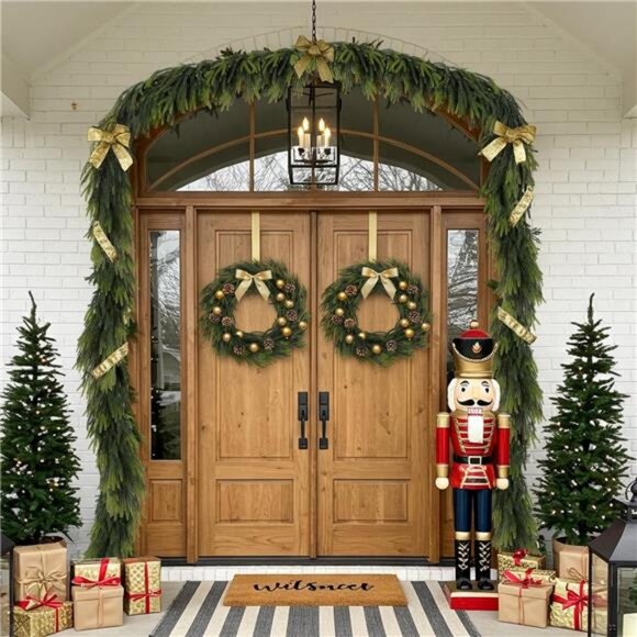 9FT Christmas Norfolk Pine Garland Real Touch Pine Artificial - Picture 5 of 7